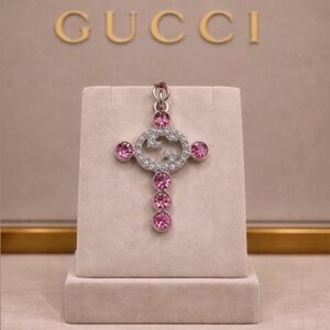 Gucci stamped Pink and Silver Pendant/ charm/ zipper pull- New
